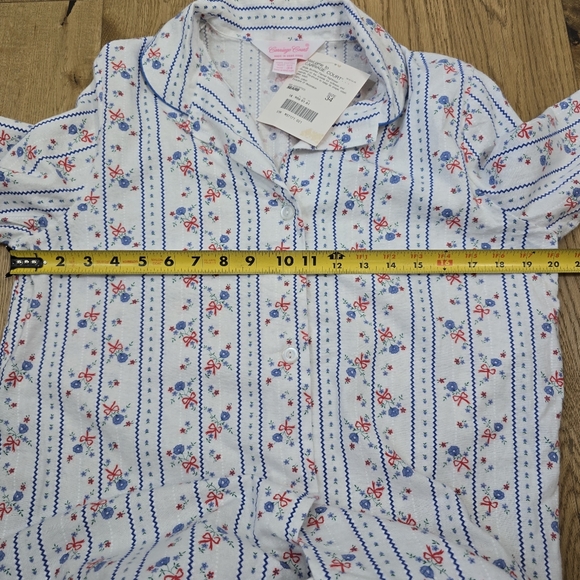 Vintage Carriage Court White Blue Floral Flannel Pajama Set Size Medium - Picture 6 of 14